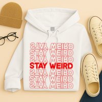 Stay Weird Text Pattern Hoodie