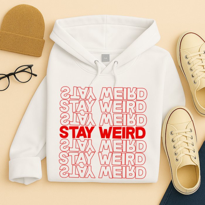 Stay Weird Text Pattern Hoodie