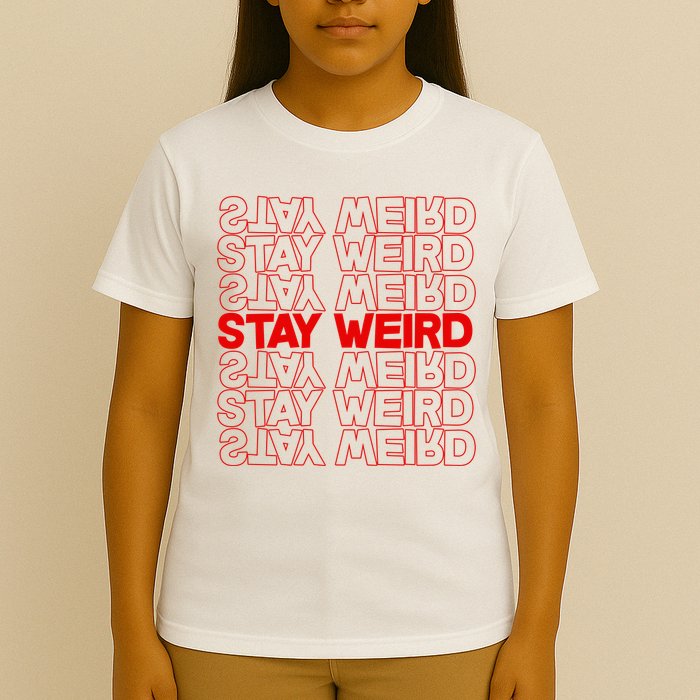Stay Weird Text Pattern T-Shirt
