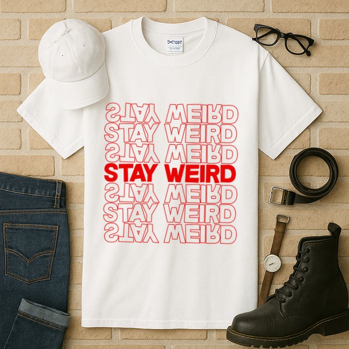 Stay Weird Text Pattern Tall T-Shirt