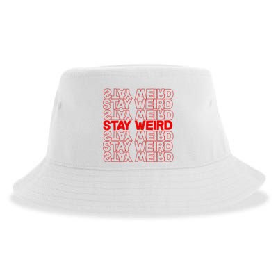 Stay Weird Text Pattern Sustainable Bucket Hat