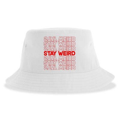 Stay Weird Text Pattern Sustainable Bucket Hat