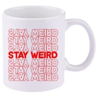 Stay Weird Text Pattern 11oz C Handle Ceramic Mug