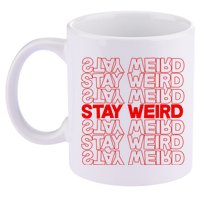 Stay Weird Text Pattern 11oz C Handle Ceramic Mug
