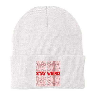 Stay Weird Text Pattern Beanie