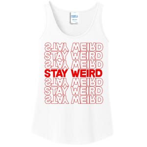 Stay Weird Text Pattern Ladies Essential Tank