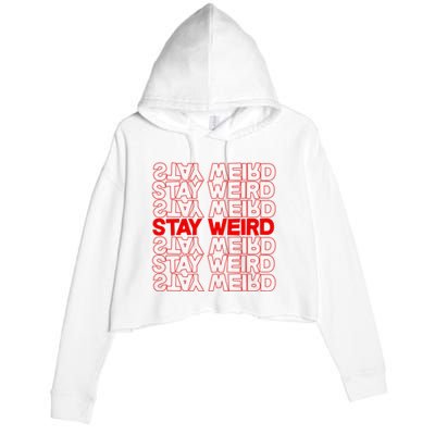 Stay Weird Text Pattern Crop Fleece Hoodie