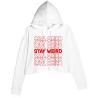 Stay Weird Text Pattern Crop Fleece Hoodie