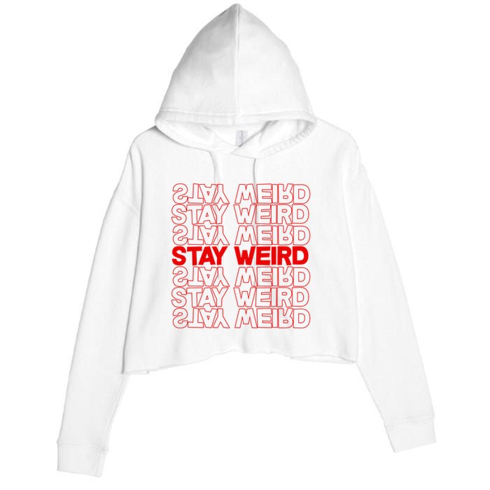 Stay Weird Text Pattern Crop Fleece Hoodie