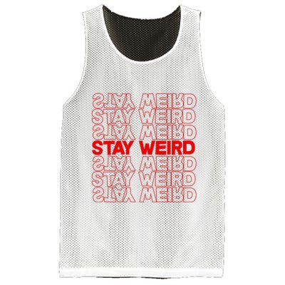 Stay Weird Text Pattern Mesh Reversible Basketball Jersey Tank