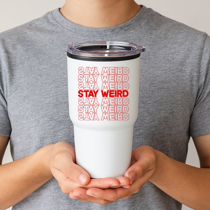Stay Weird Text Pattern Tumbler