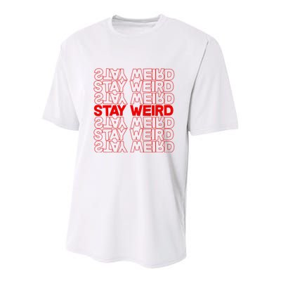 Stay Weird Text Pattern Youth Performance Sprint T-Shirt