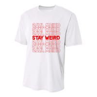 Stay Weird Text Pattern Youth Performance Sprint T-Shirt
