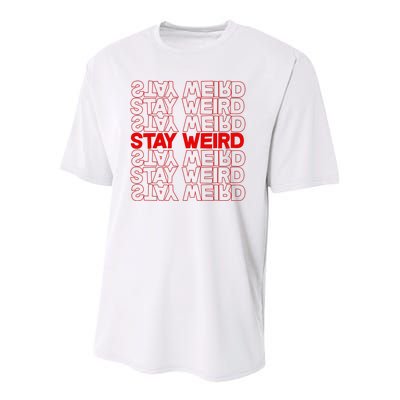 Stay Weird Text Pattern Youth Performance Sprint T-Shirt