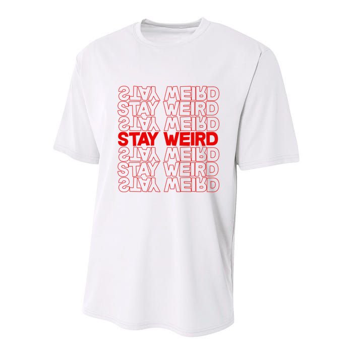 Stay Weird Text Pattern Youth Performance Sprint T-Shirt