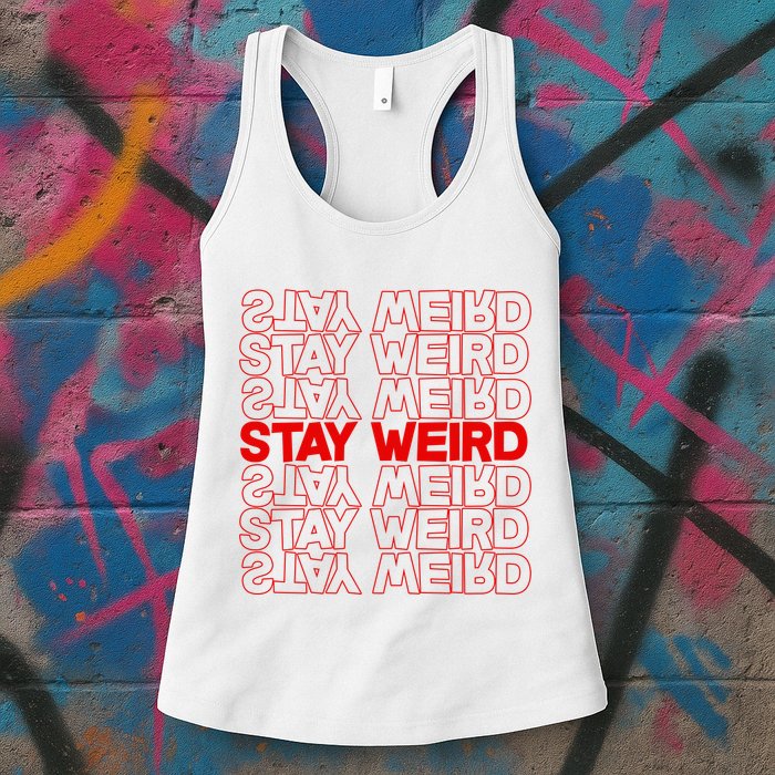 Stay Weird Text Pattern Womens Tank Top
