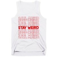 Stay Weird Text Pattern Tank Top