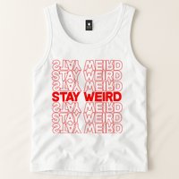 Stay Weird Text Pattern Tank Top