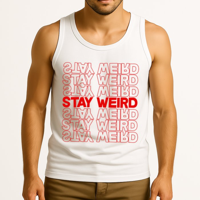 Stay Weird Text Pattern Tank Top