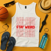 Stay Weird Text Pattern Tank Top