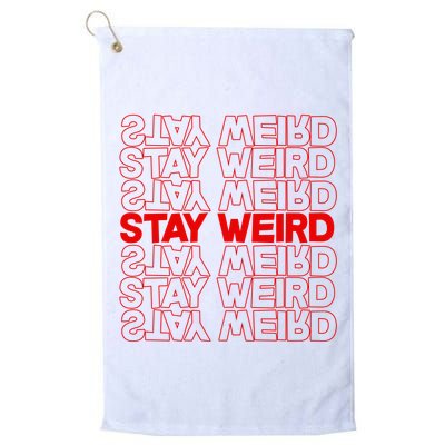 Stay Weird Text Pattern Golf Towel