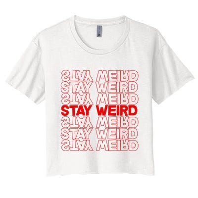 Stay Weird Text Pattern Crop Top