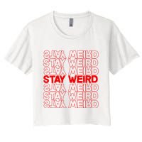 Stay Weird Text Pattern Crop Top