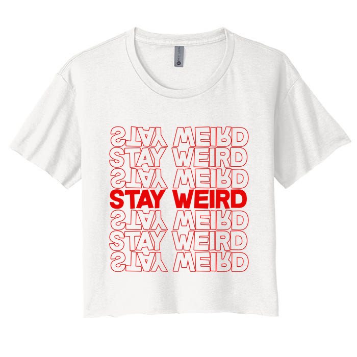Stay Weird Text Pattern Crop Top