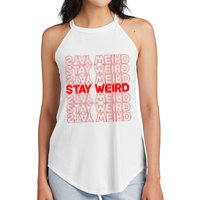 Stay Weird Text Pattern Women's Perfect Tri Rocker Tank