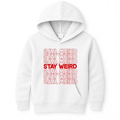 Stay Weird Text Pattern Kids Hoodie