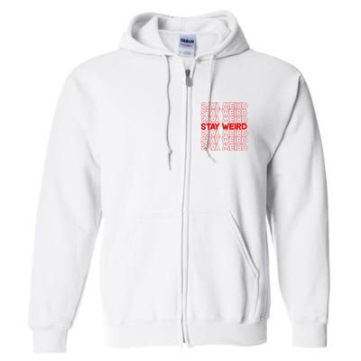 Stay Weird Text Pattern Full Zip Hoodie