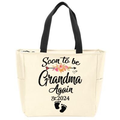 Soon To Be Grandma Again Est 2024 Flower Heart Mothers Day Zip Tote Bag