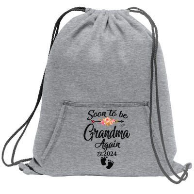 Soon To Be Grandma Again Est 2024 Flower Heart Mothers Day Sweatshirt Cinch Pack Bag