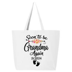 Soon To Be Grandma Again Est 2024 Flower Heart Mothers Day 25L Jumbo Tote