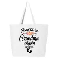 Soon To Be Grandma Again Est 2024 Flower Heart Mothers Day 25L Jumbo Tote