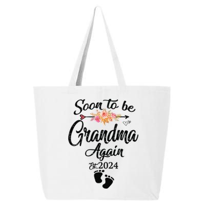 Soon To Be Grandma Again Est 2024 Flower Heart Mothers Day 25L Jumbo Tote