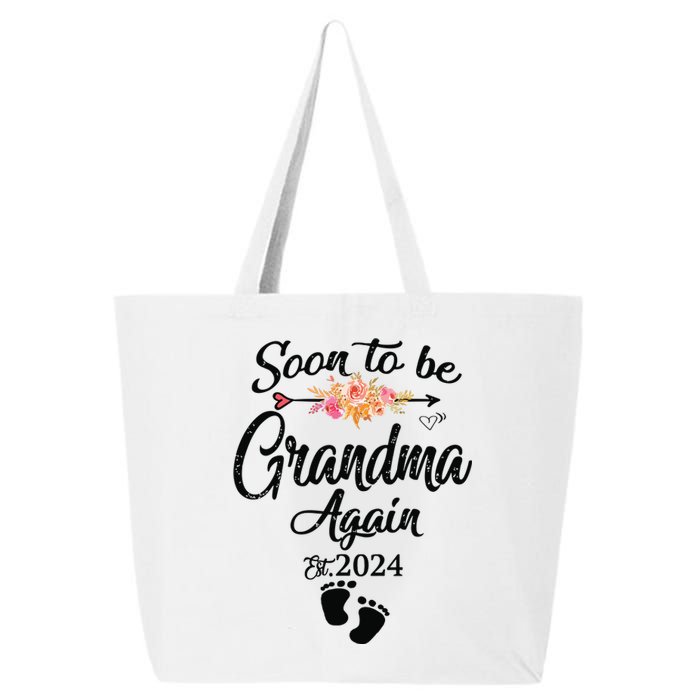 Soon To Be Grandma Again Est 2024 Flower Heart Mothers Day 25L Jumbo Tote