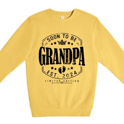 Soon To Be Grandpa 2024 Grandparents Baby Announcement Premium Crewneck Sweatshirt