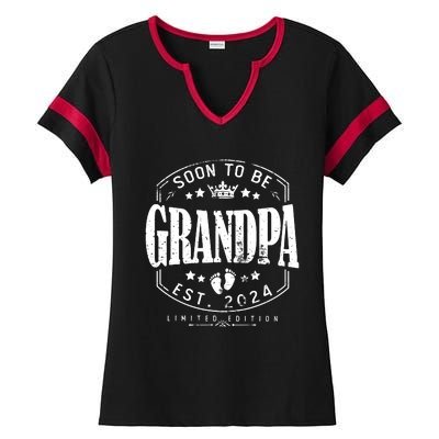 Soon To Be Grandpa 2024 Grandparents Baby Announcement Ladies Halftime Notch Neck Tee