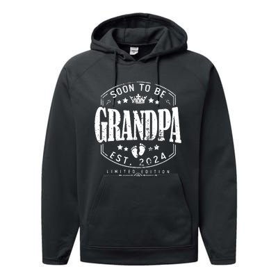 Soon To Be Grandpa 2024 Grandparents Baby Announcement Performance Fleece Hoodie