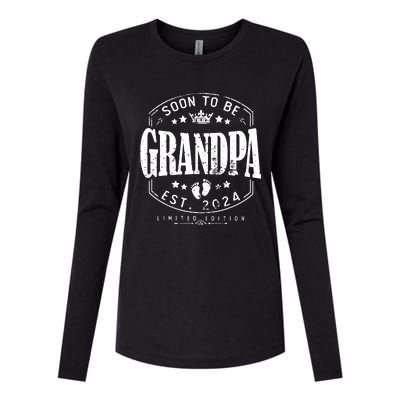 Soon To Be Grandpa 2024 Grandparents Baby Announcement Womens Cotton Relaxed Long Sleeve T-Shirt