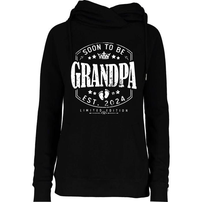 Soon To Be Grandpa 2024 Grandparents Baby Announcement Womens Funnel Neck Pullover Hood