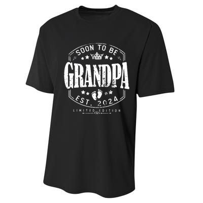 Soon To Be Grandpa 2024 Grandparents Baby Announcement Performance Sprint T-Shirt