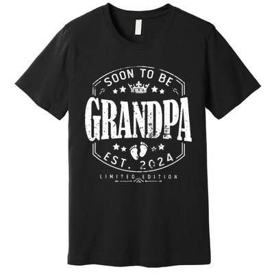 Soon To Be Grandpa 2024 Grandparents Baby Announcement Premium T-Shirt