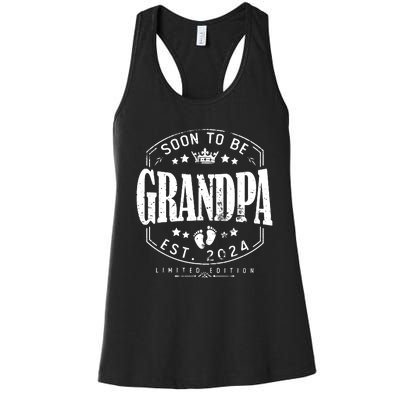 Soon To Be Grandpa 2024 Grandparents Baby Announcement Women's Racerback Tank