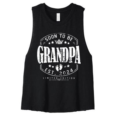 Soon To Be Grandpa 2024 Grandparents Baby Announcement Women's Racerback Cropped Tank