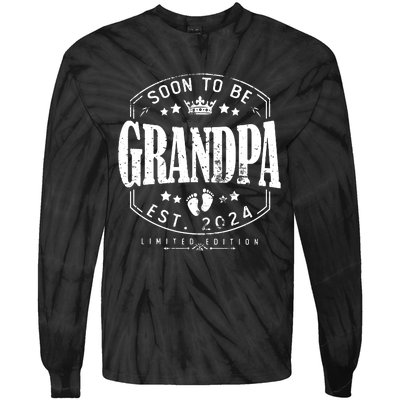 Soon To Be Grandpa 2024 Grandparents Baby Announcement Tie-Dye Long Sleeve Shirt