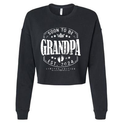 Soon To Be Grandpa 2024 Grandparents Baby Announcement Cropped Pullover Crew