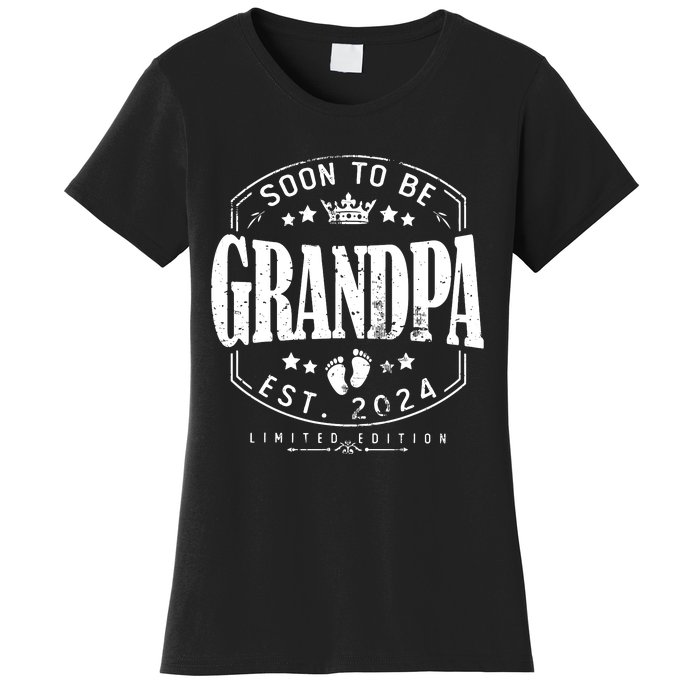 Soon To Be Grandpa 2024 Grandparents Baby Announcement Women's T-Shirt