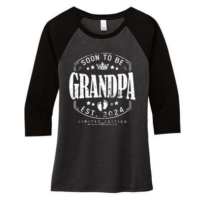 Soon To Be Grandpa 2024 Grandparents Baby Announcement Women's Tri-Blend 3/4-Sleeve Raglan Shirt